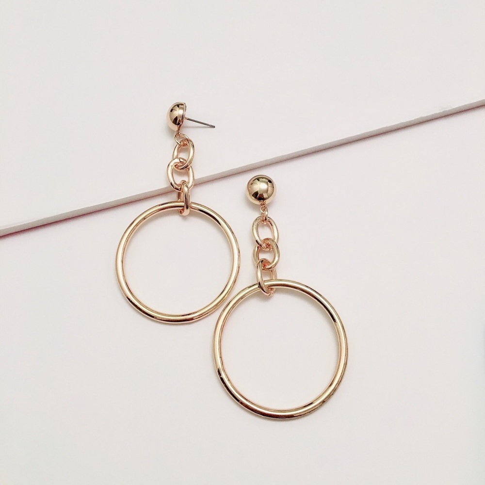 Statement Chained Hoop Earrings - Picture 2 of 2